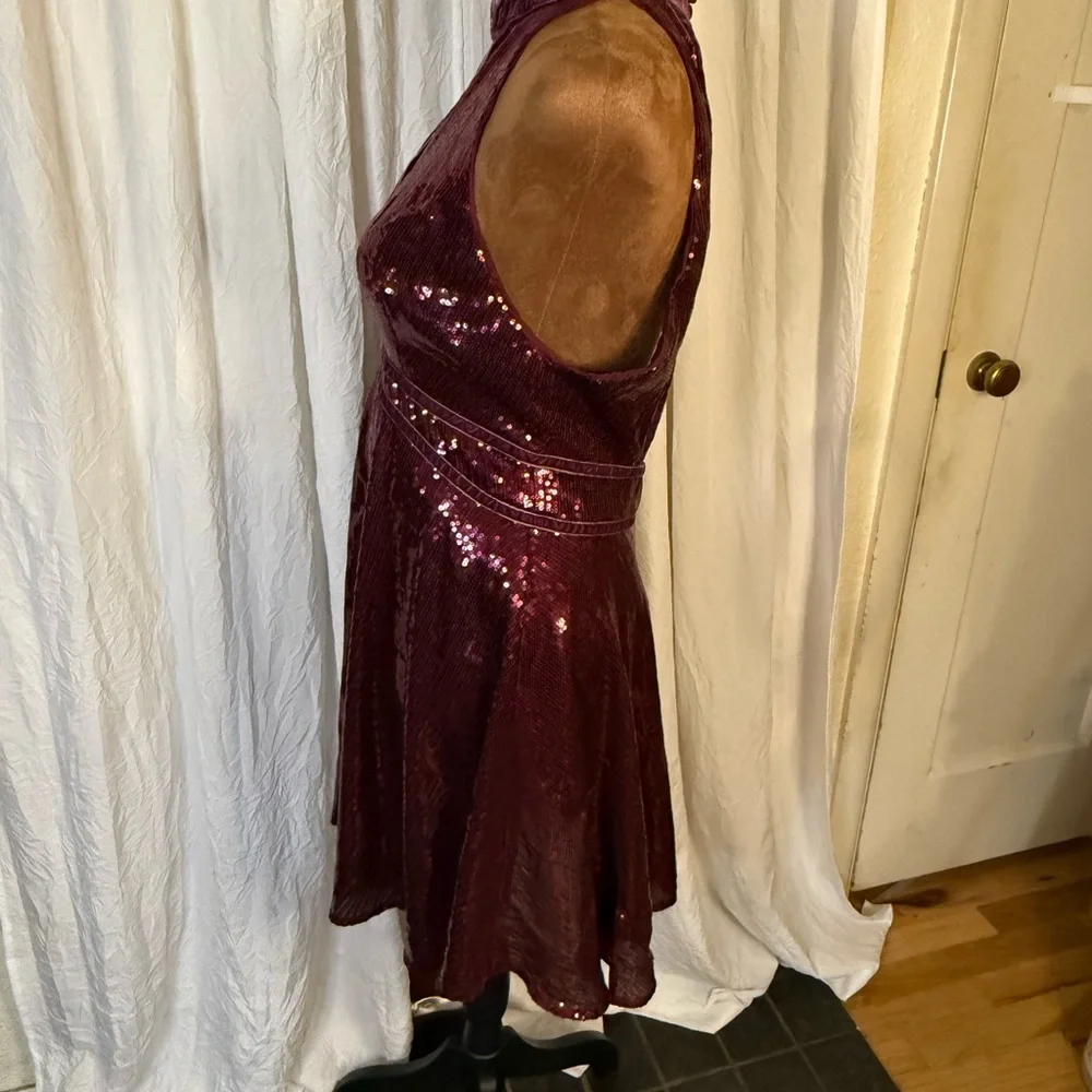 Free People Film Noir Deep Purple Sequin Backless Dress - Picture 6 of 11